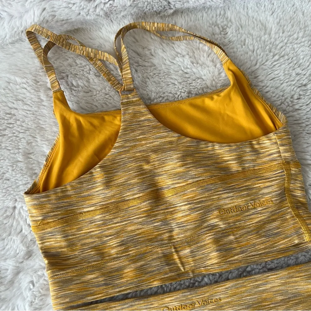 Outdoor Voices Matching Set Free Flow Crop Top and Bike shorts Sunset Yellow - Image 5