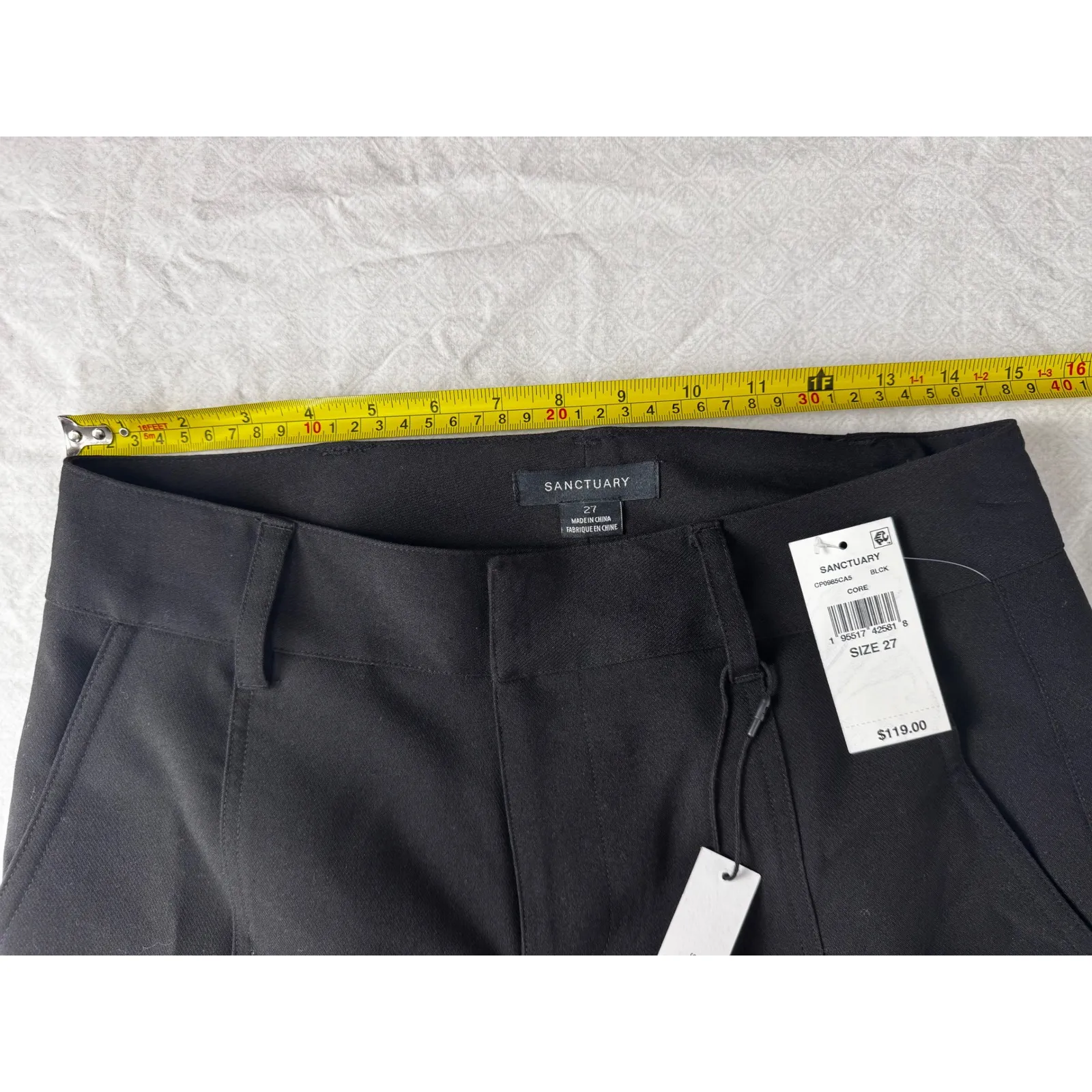 Sanctuary Black Pleat Detail Cargo Pants Relaxed Fit Standard Hook Closure Women Size 27 - Image 9