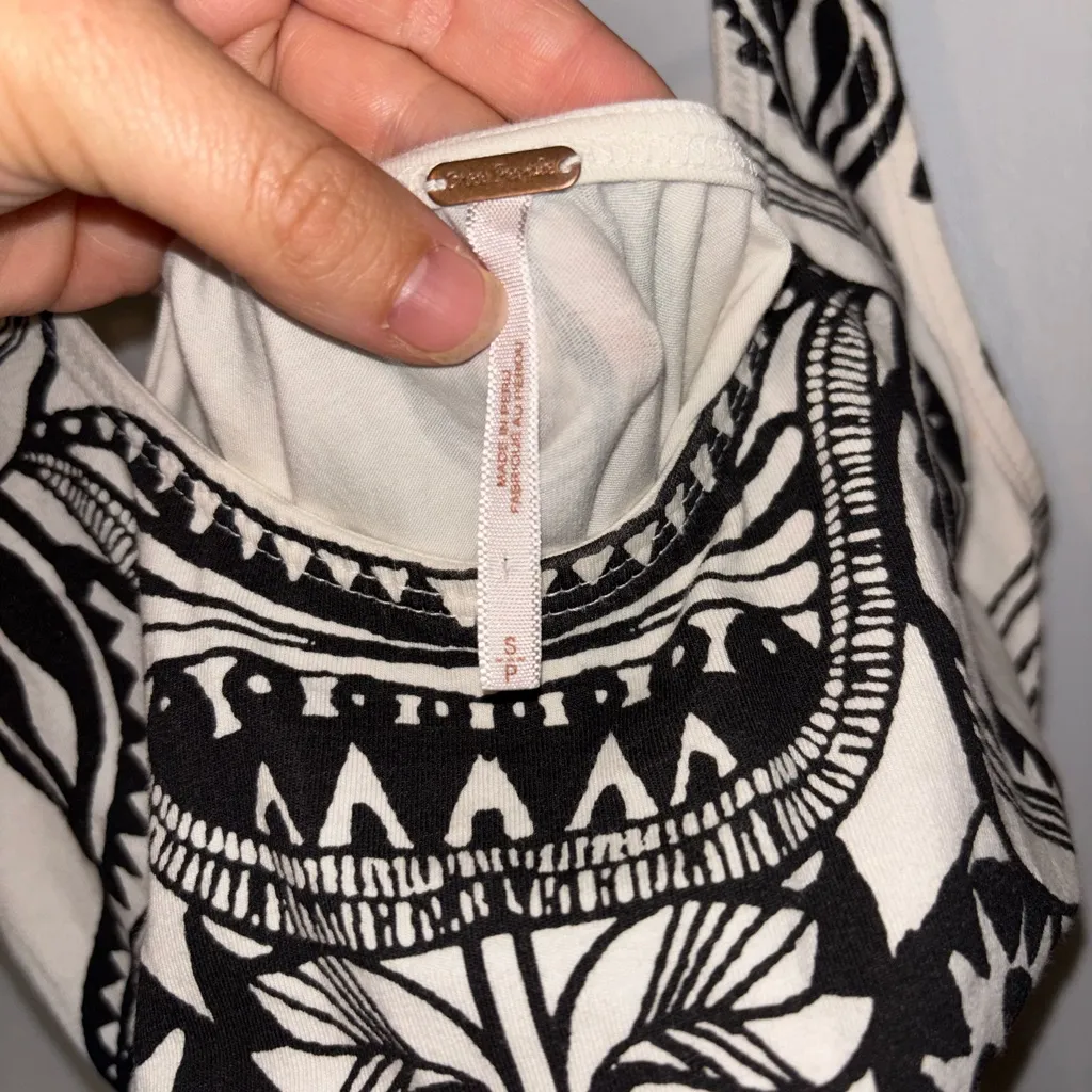 Free People Black and White Low Back Mini Dress - Image 3