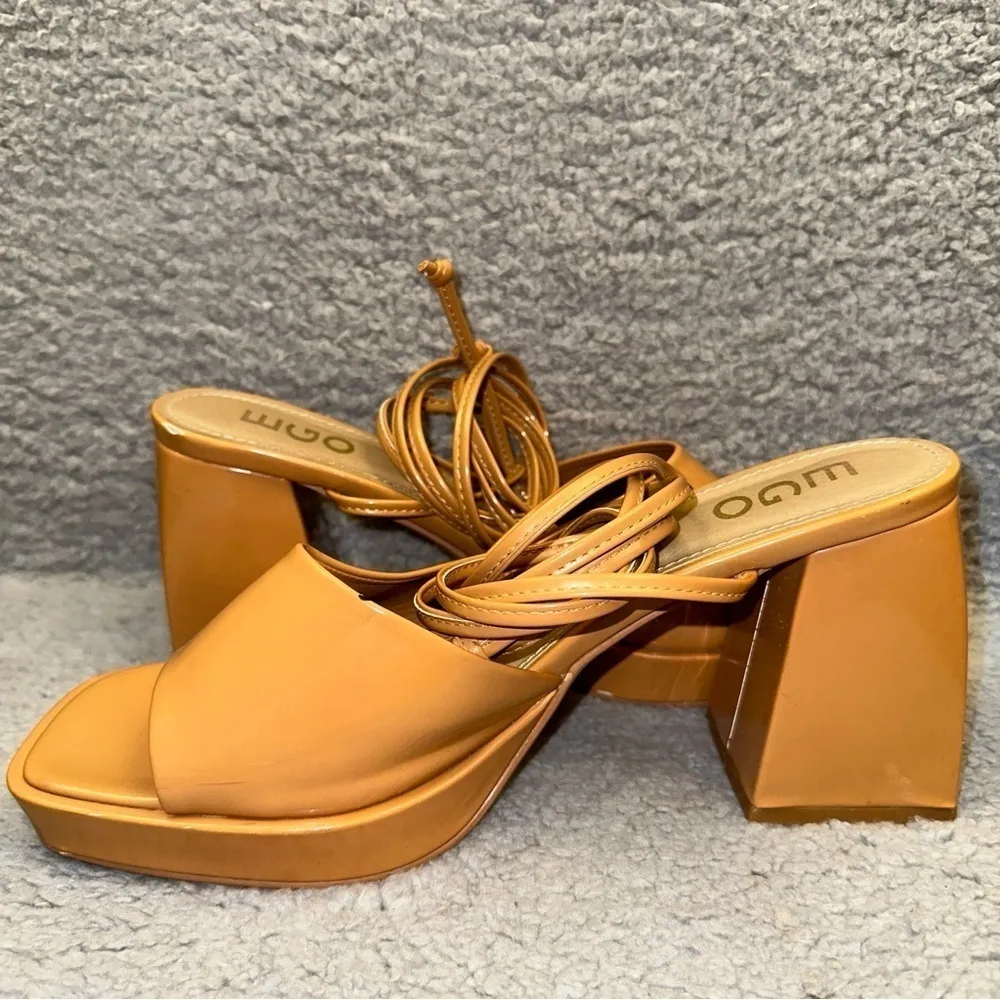 Ego Women's Shoes Beige Size 9 Faux Leather Dreamer Block Heel Ankle Tie Sandals - Image 15