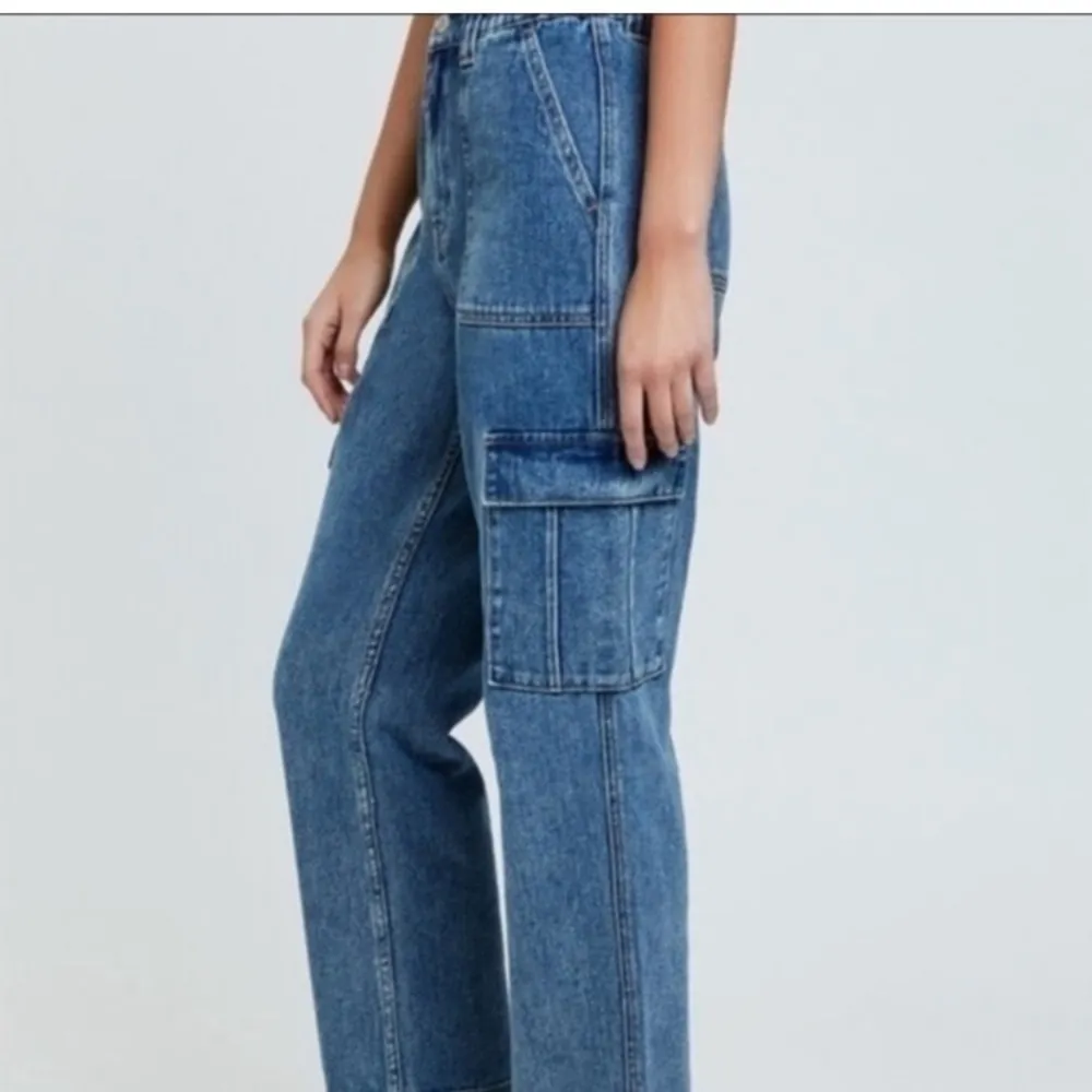 Pacsun Blue Cargo Utility Jeans Elastic Waist Size S - Image 16