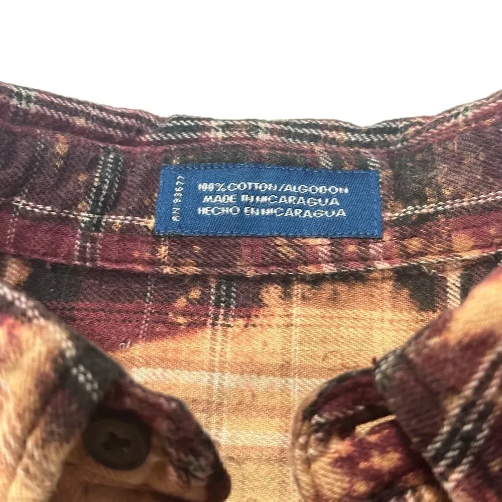 Vintage Hand Dyed Oversized Bleached Grunge Flannel Size OS - Image 5