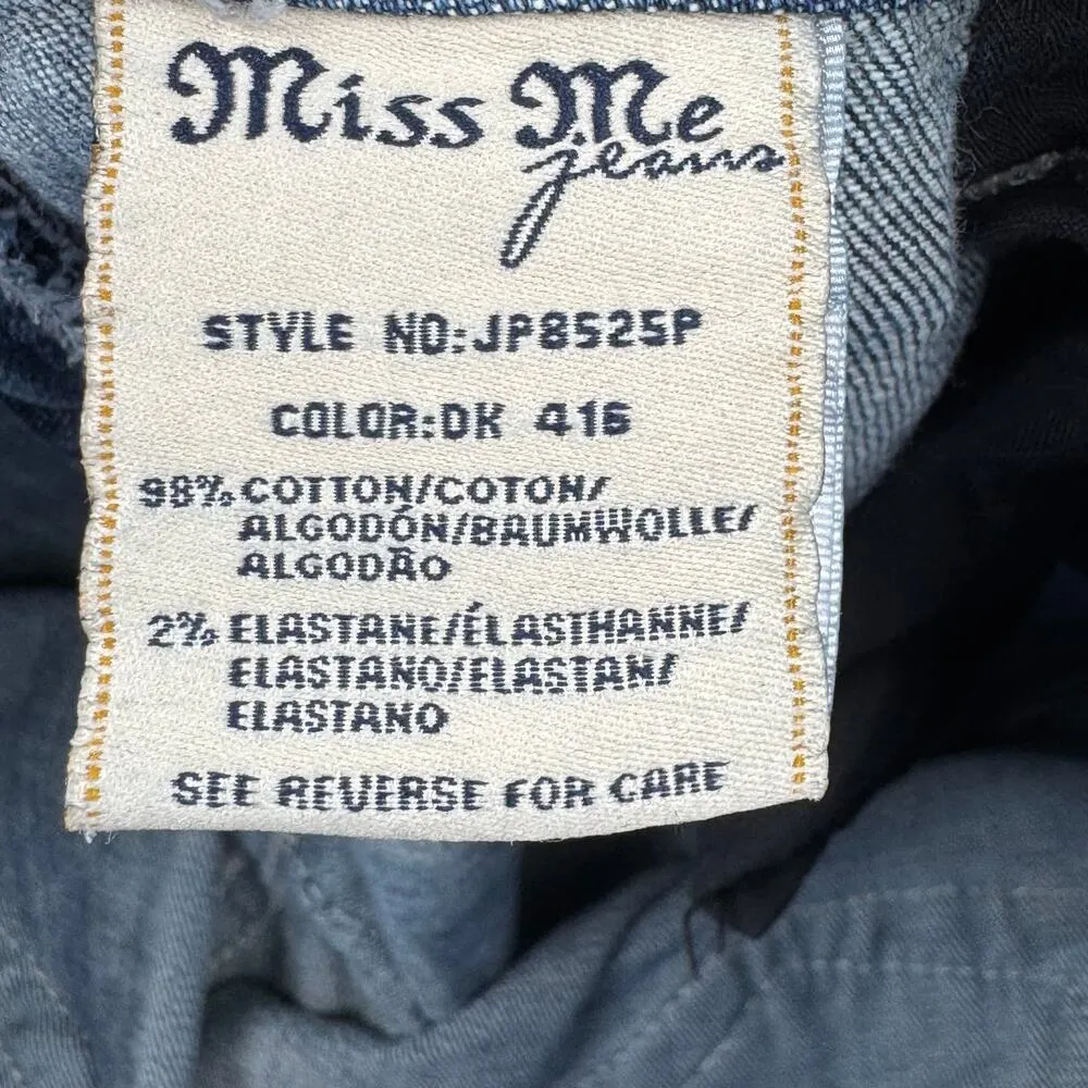 Miss Me jeans cuffed capri 30 straight mid rise embellished bling blue denim - Image 12