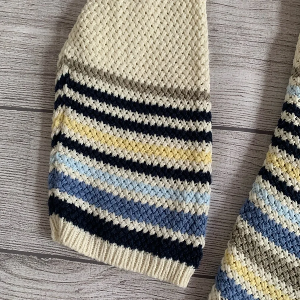 J. Jill Open Drape Knit Cardigan Cream/Multicolor Stripes Sweater EUC, L Petite - Image 11