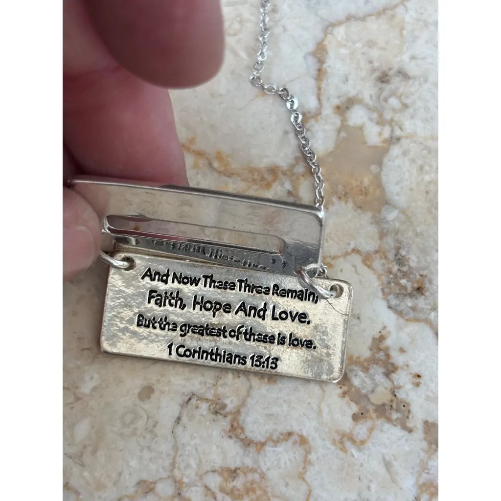 Silver Faith Hope And Love Necklace 1 Corinthians 13:13 Inscription Inspirationa - Image 4