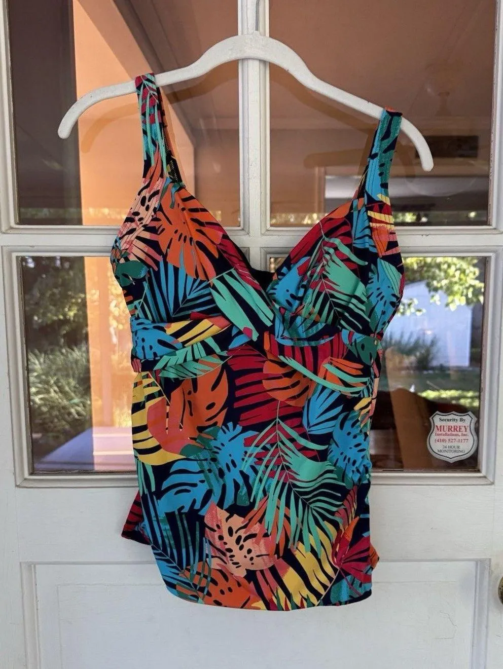 Lands’ End V-Neck Wrap Floral Tankini Swimsuit Top Slimming Size 6 Adjustable - Image 6