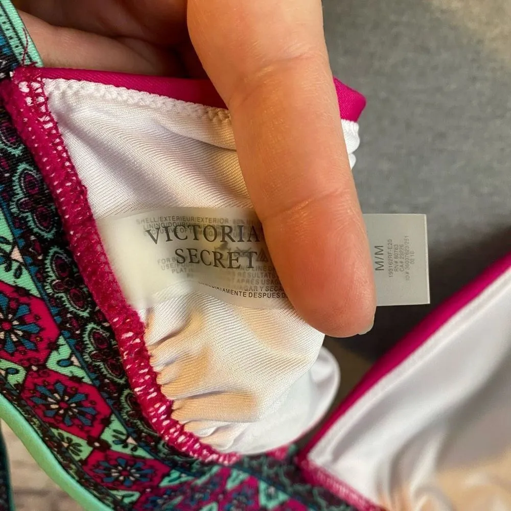 Victoria's Secret Womens Swimsuit Top Swimwear Bathing Suit Paisley Pink Medium - Image 5