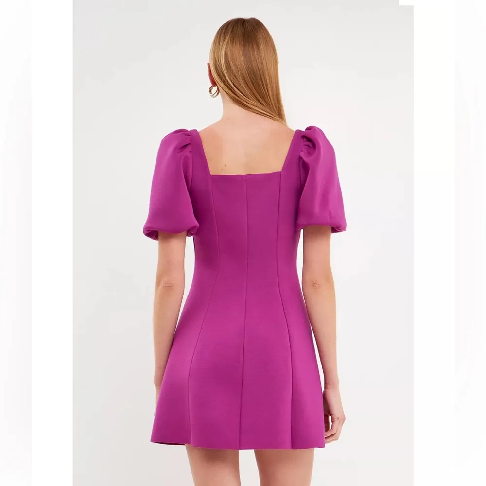 Womens New English Factory Puff Sleeve Mini Dress - Image 3