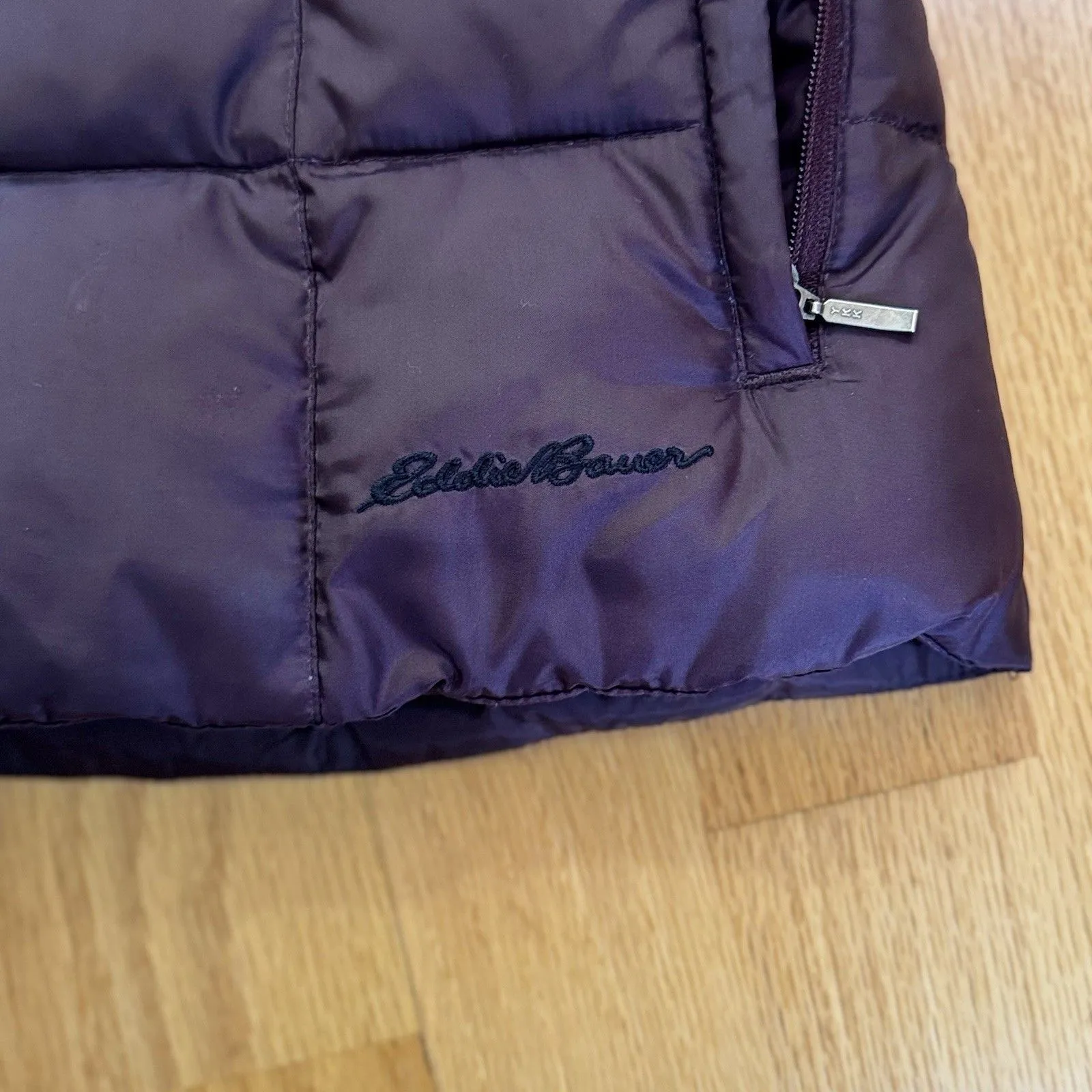 Eddie Bauer Women’s Premium Goose Down Puffer Vest Winter Cabin Cottage Brown M - Image 14