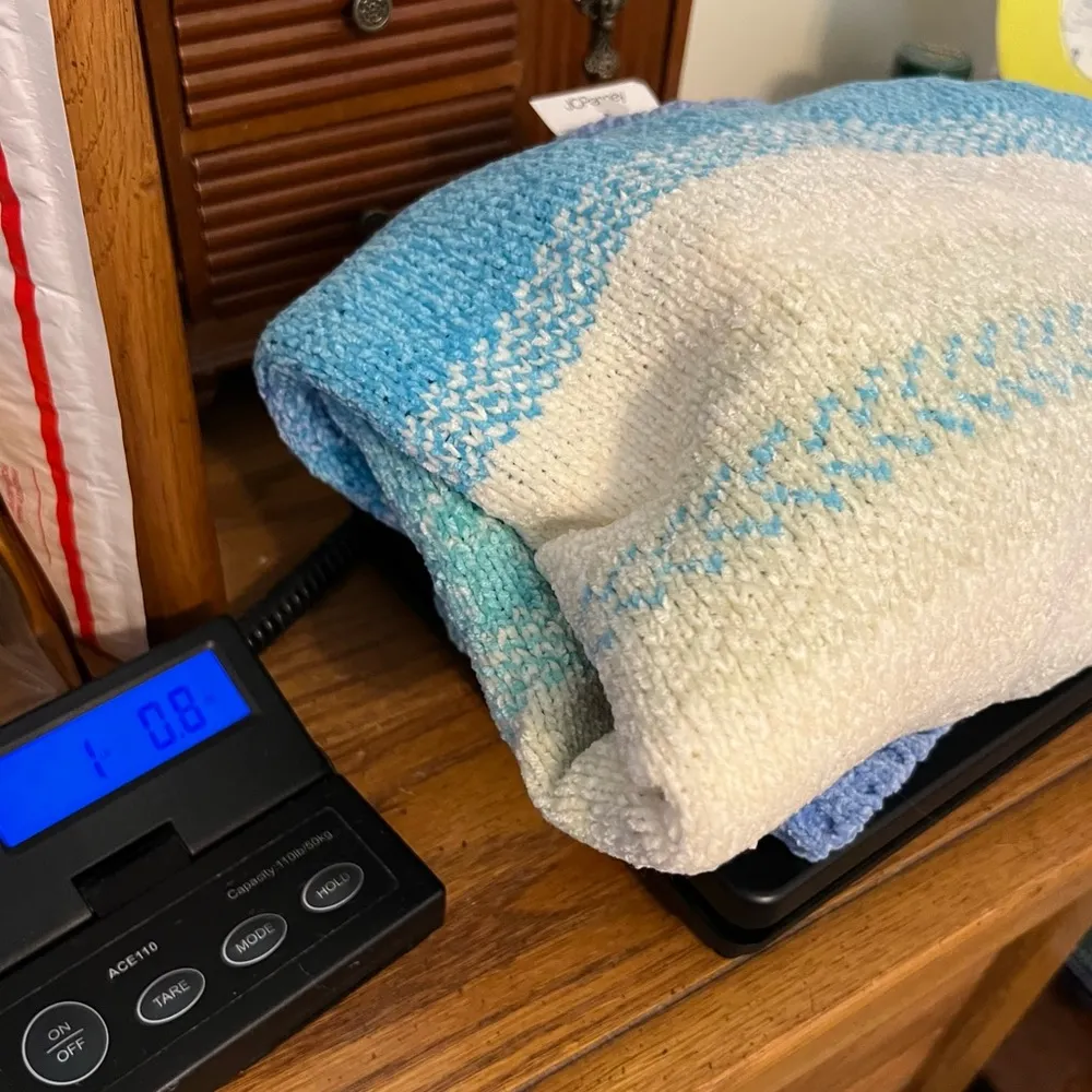 Vintage 90s Deadstock Cabin Creek Chenille Sweater Women’s Size Medium Blue Tan - Image 8