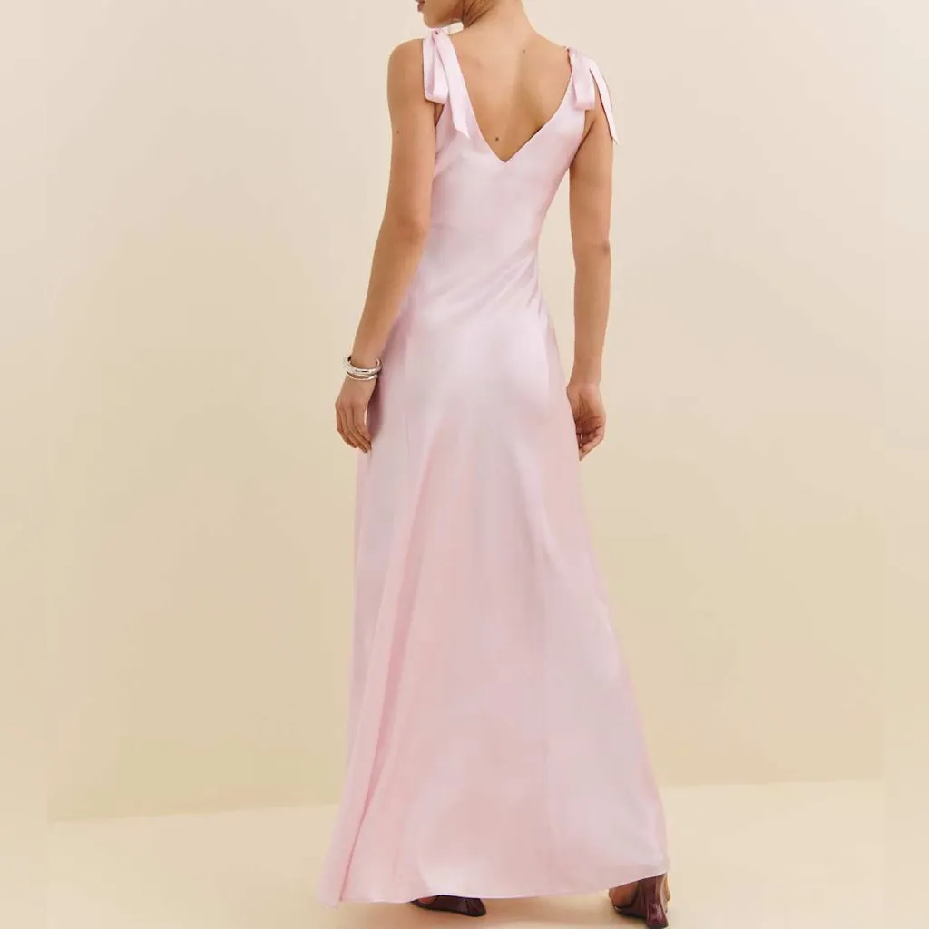 NWT Reformation Pernille Silk Maxi Dress in Cherry Blossom Pink - Image 4
