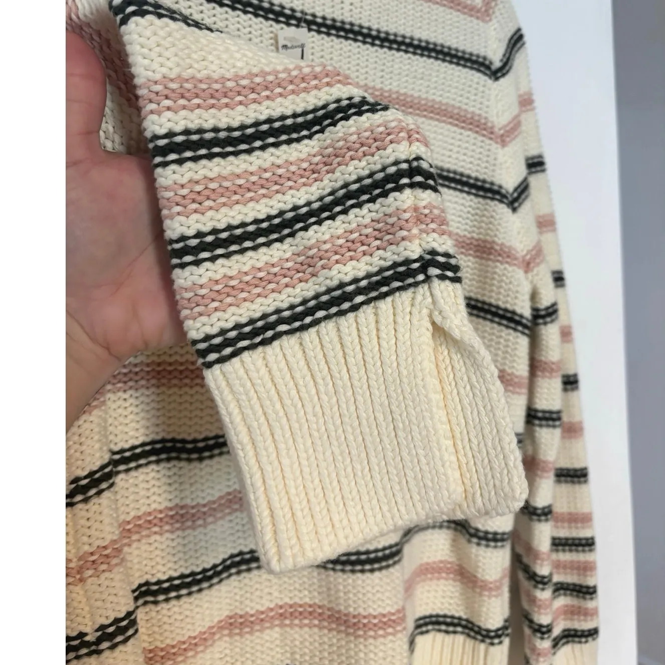 NWT Madewell Cotton Crewneck Sweater in Stripe In Dark Loden Stripe Size XXS - Image 5