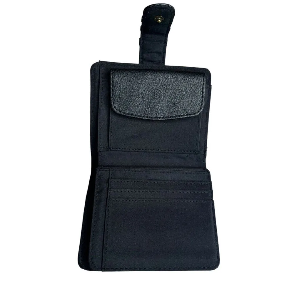 Time and Tru Amelia Bi-Fold Black Faux Leather Compact Wallet Womens - Image 10