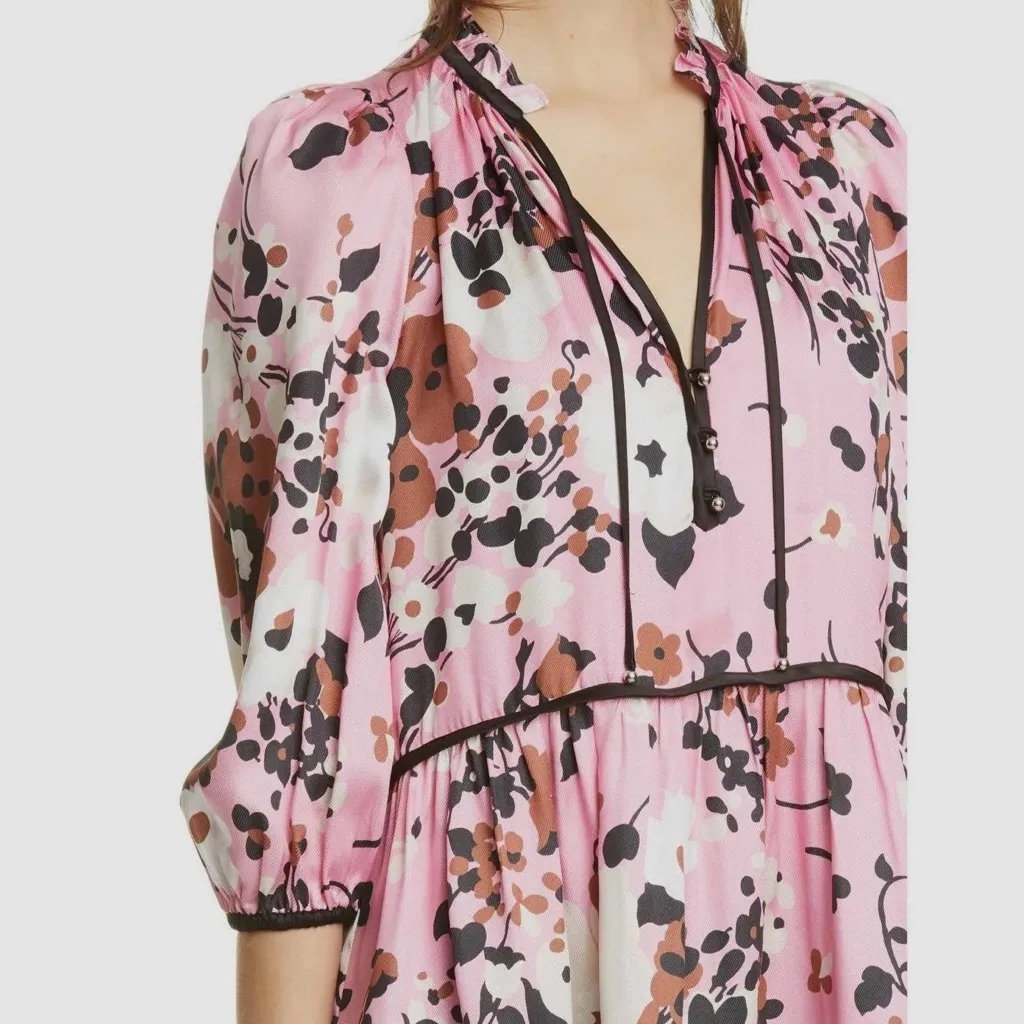 Veronica Beard Hawken Tiered Silk-Blend Mini Dress - Image 3