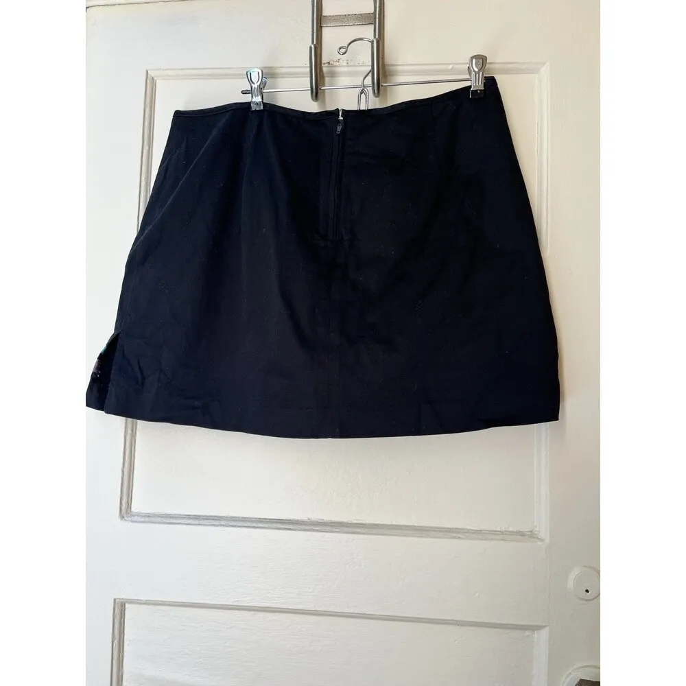 Bamboo Traders Black Colorful Pink Green Funky Boho Button Embroidered Skort 16 - Image 8