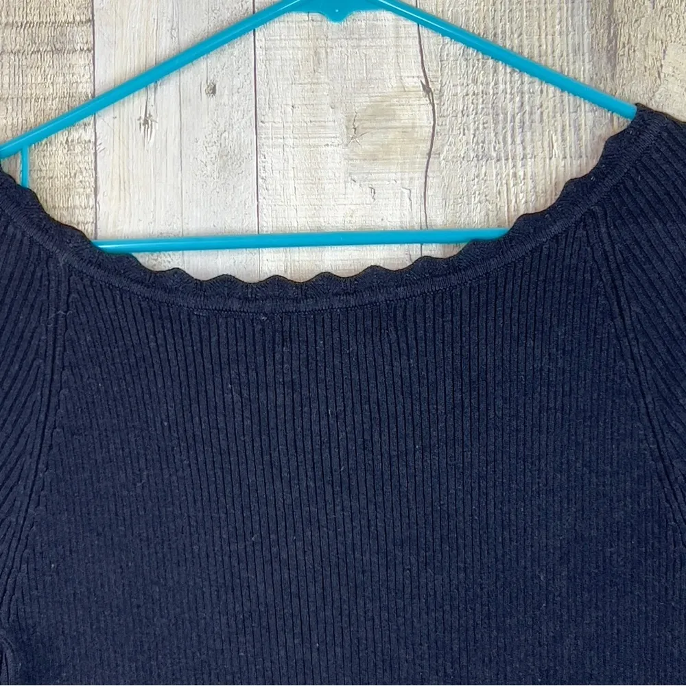 White Stag Size Small (4-6)Short Sleeve Scallop Neck Ribbed Cotton Blend… - Image 6