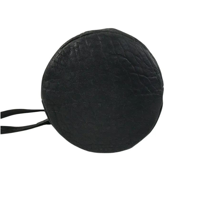 SHE + LO Lambskin Leather Chain Drawstring Bucket Bag Black Boho Rare Whimsy EUC - Image 6