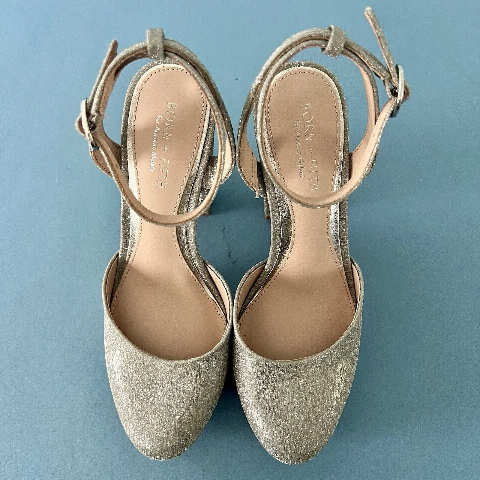 Antonio Melani x Born on Fifth Liv Metallic Glitter Closed Toe Platform Pumps - Image 7