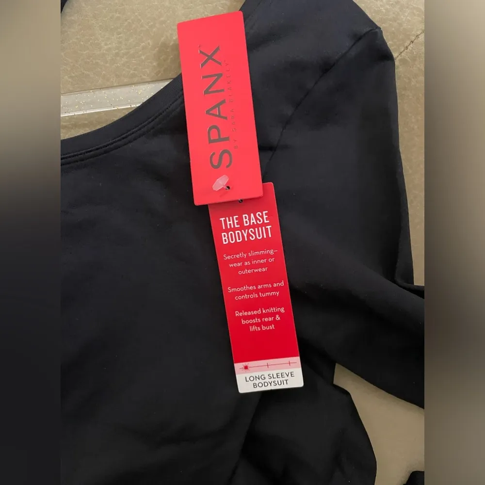NWT Spanx The Base Long Sleeve Bodysuit in Black Size M - Image 5
