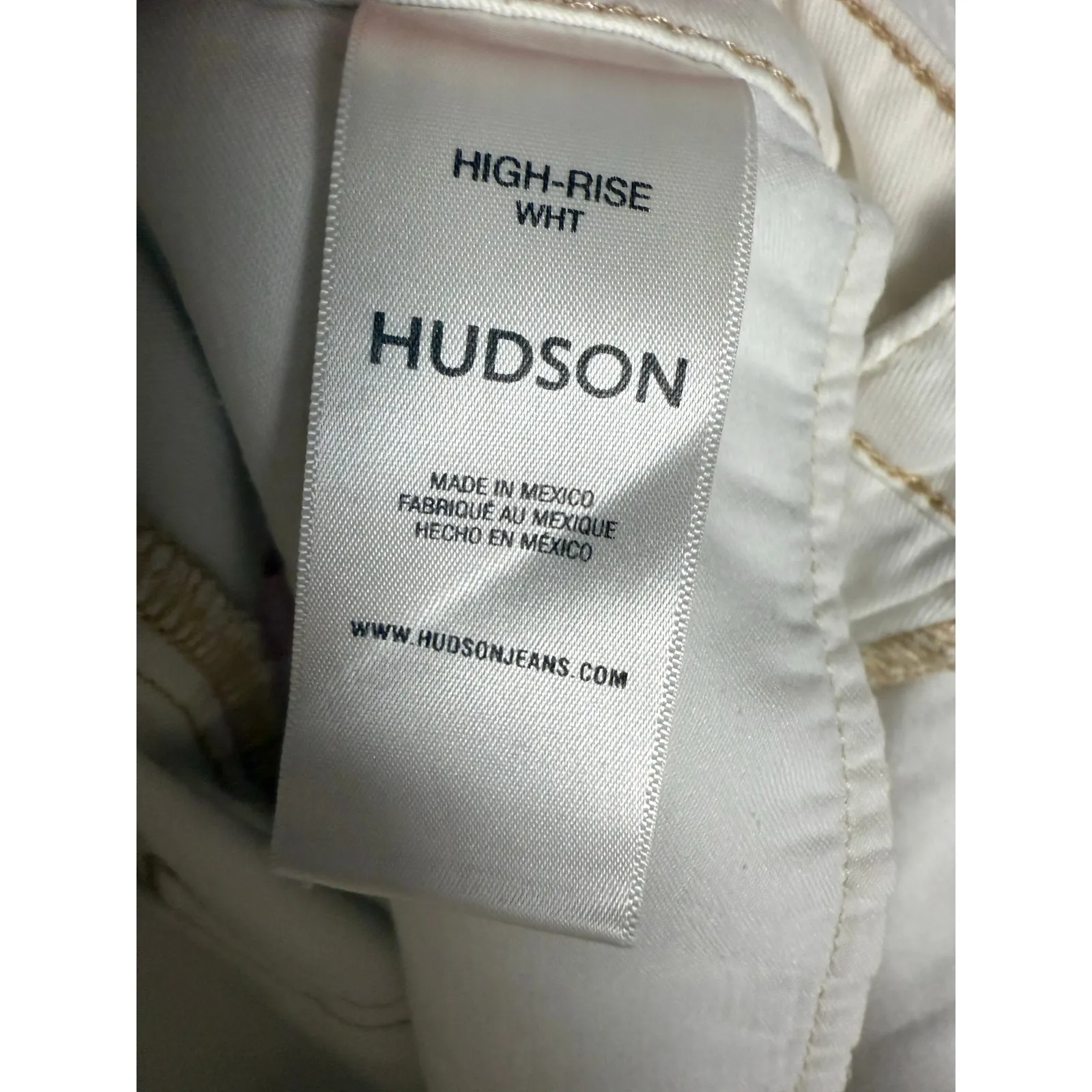 Hudson Cream High-Rise Welt Pocket Cargo Wide Leg Utility Jeans Size 28 - Image 10