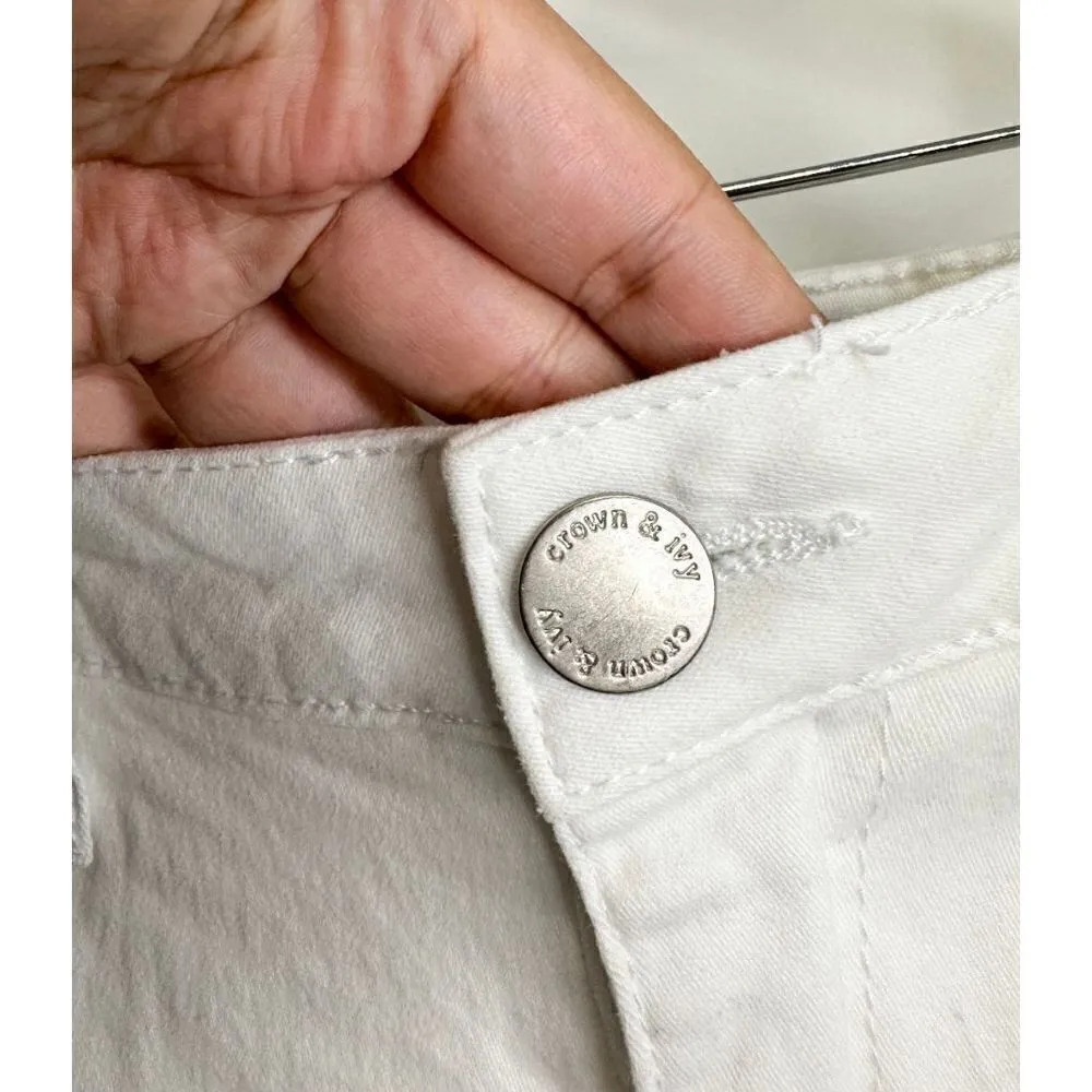 Crown & Ivy Shorts Womens Casual White Denim Size 4 - Image 6