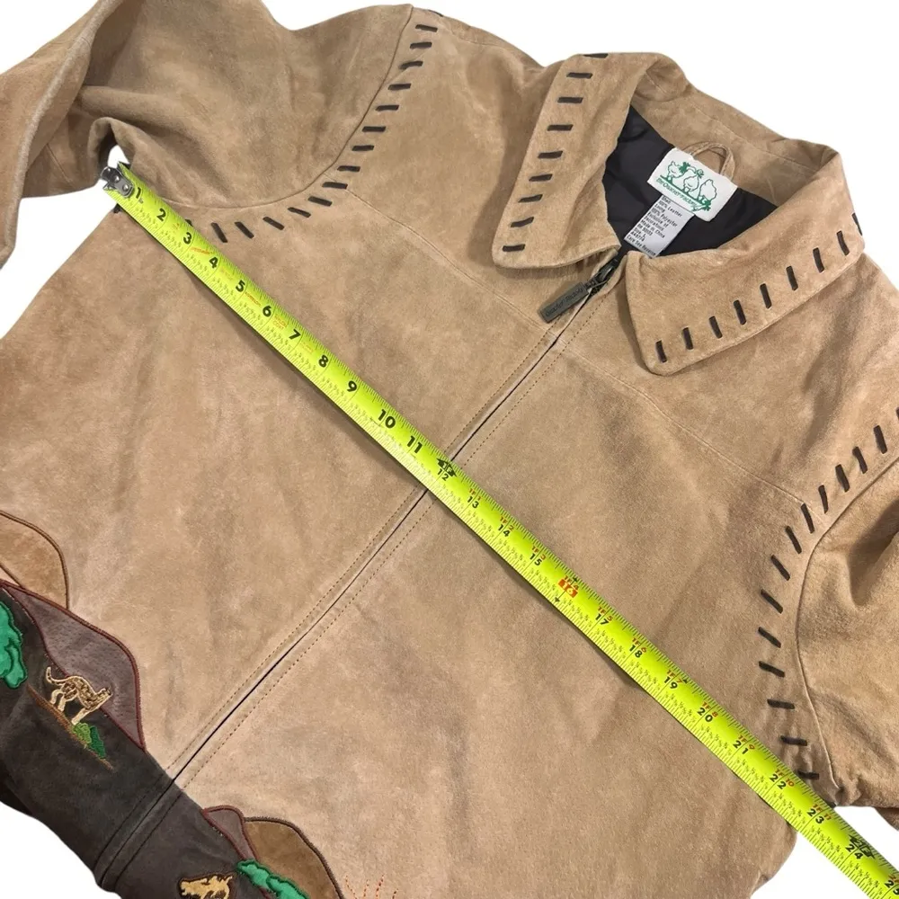 The Quacker Factory Suede Jacket Women Size L Safari Elephant Giraffe Barn Style - Image 11