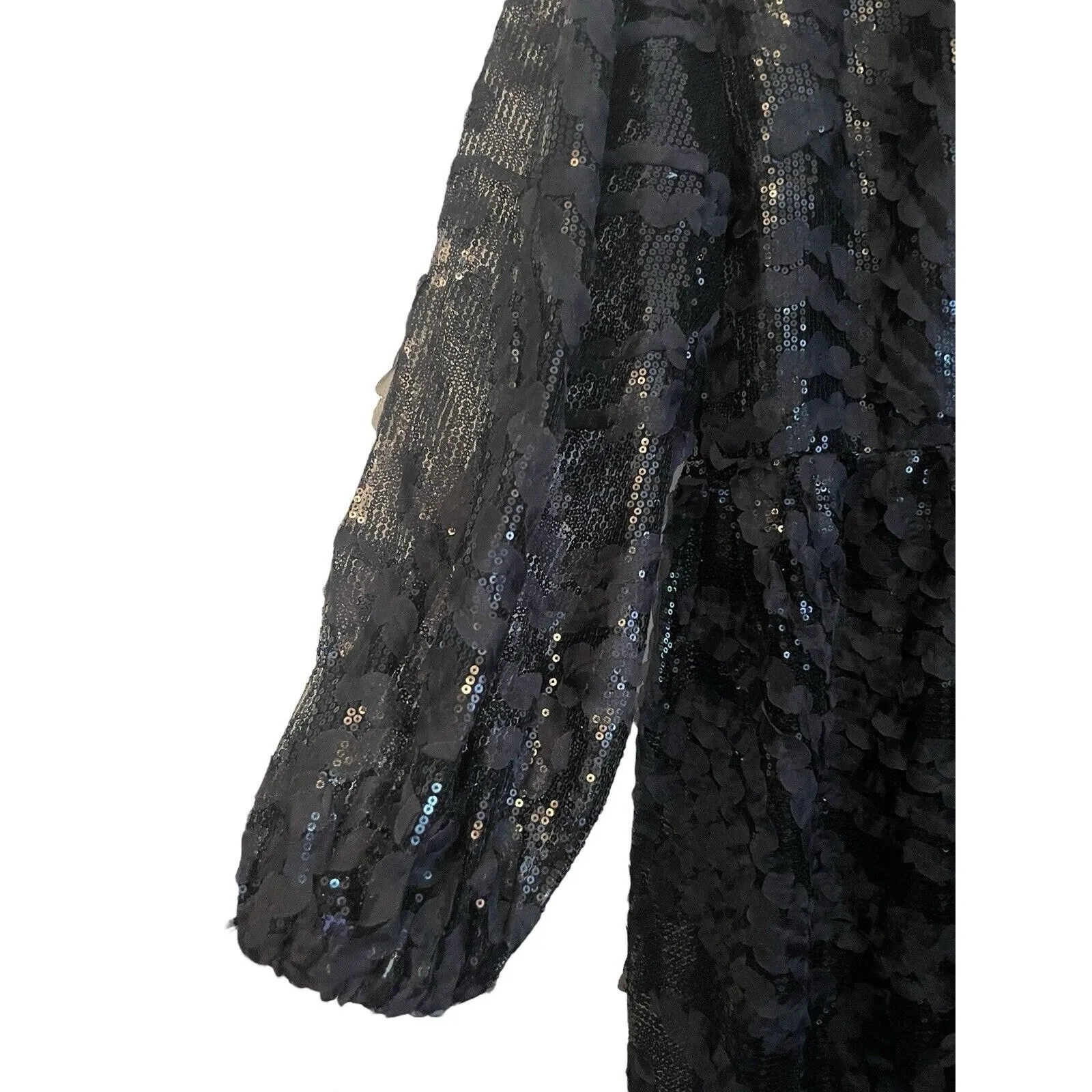 Eloquii Lace Sequin‎ Long Sleeve Maxi Dress Gown Size 16 Black Formal Sheer NWT - Image 6