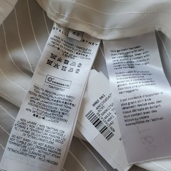 Stella McCartney Maia Blouse Cream Textured Tie-Adjustable Ruffle Neck 42 New - Image 5