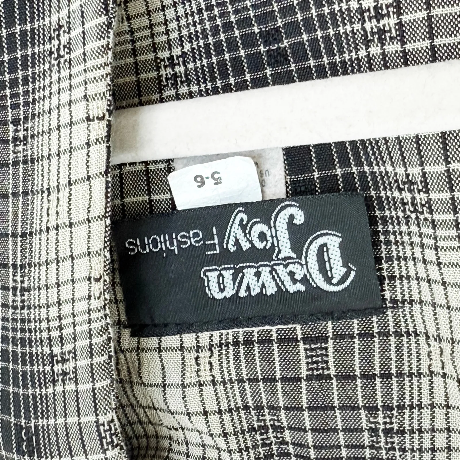 VTG 90s Dawn Joy Womens Dress Size‎ S Black Beige Plaid Midi Button Front Grunge - Image 4