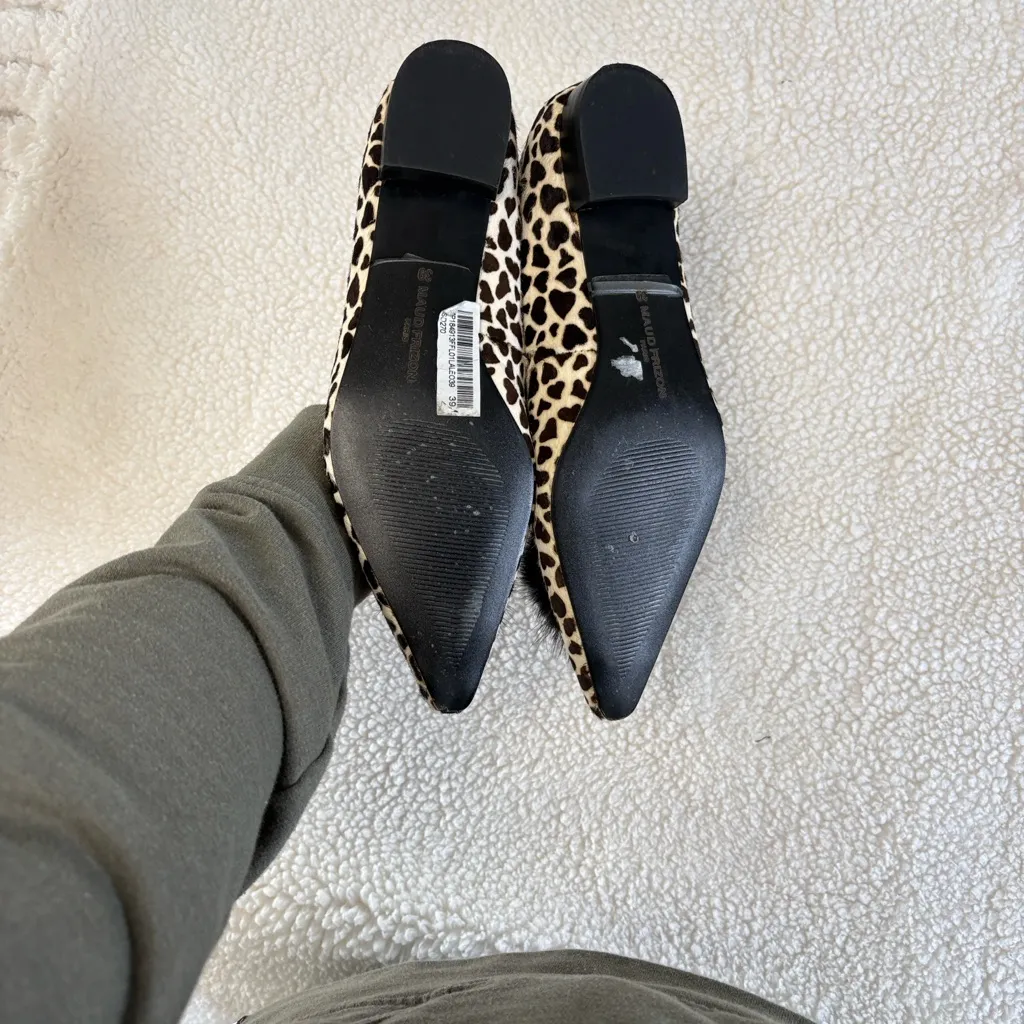 Maud Frizon Leopard Print Flats Calf Hair Brown Cream Size 8 - Image 6