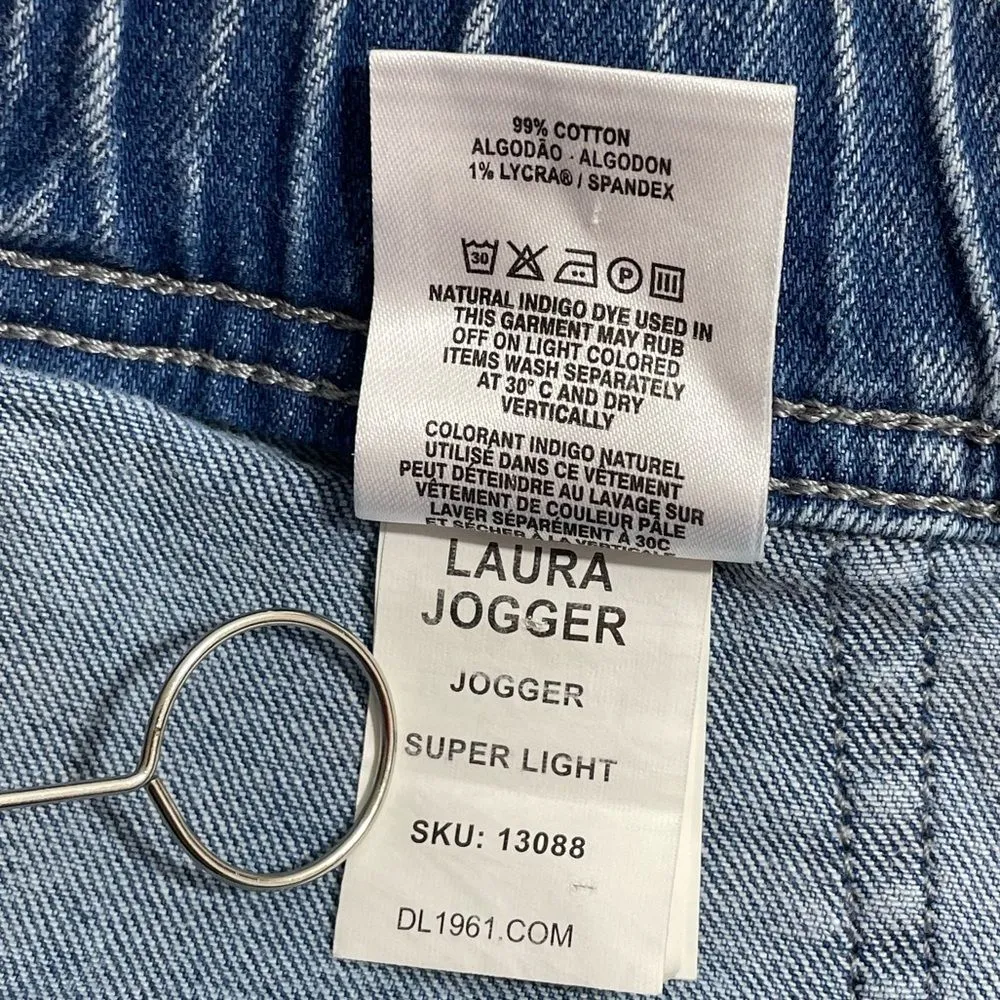 DL1961 Laura Jogger Jeans in Super Light Acid Wash Denim Size 27 - Image 6
