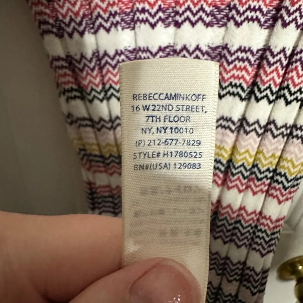 Rebecca Minkoff Multi Stripes Midi Dress Scoop Rib Knit Neck Size Medium - Image 8