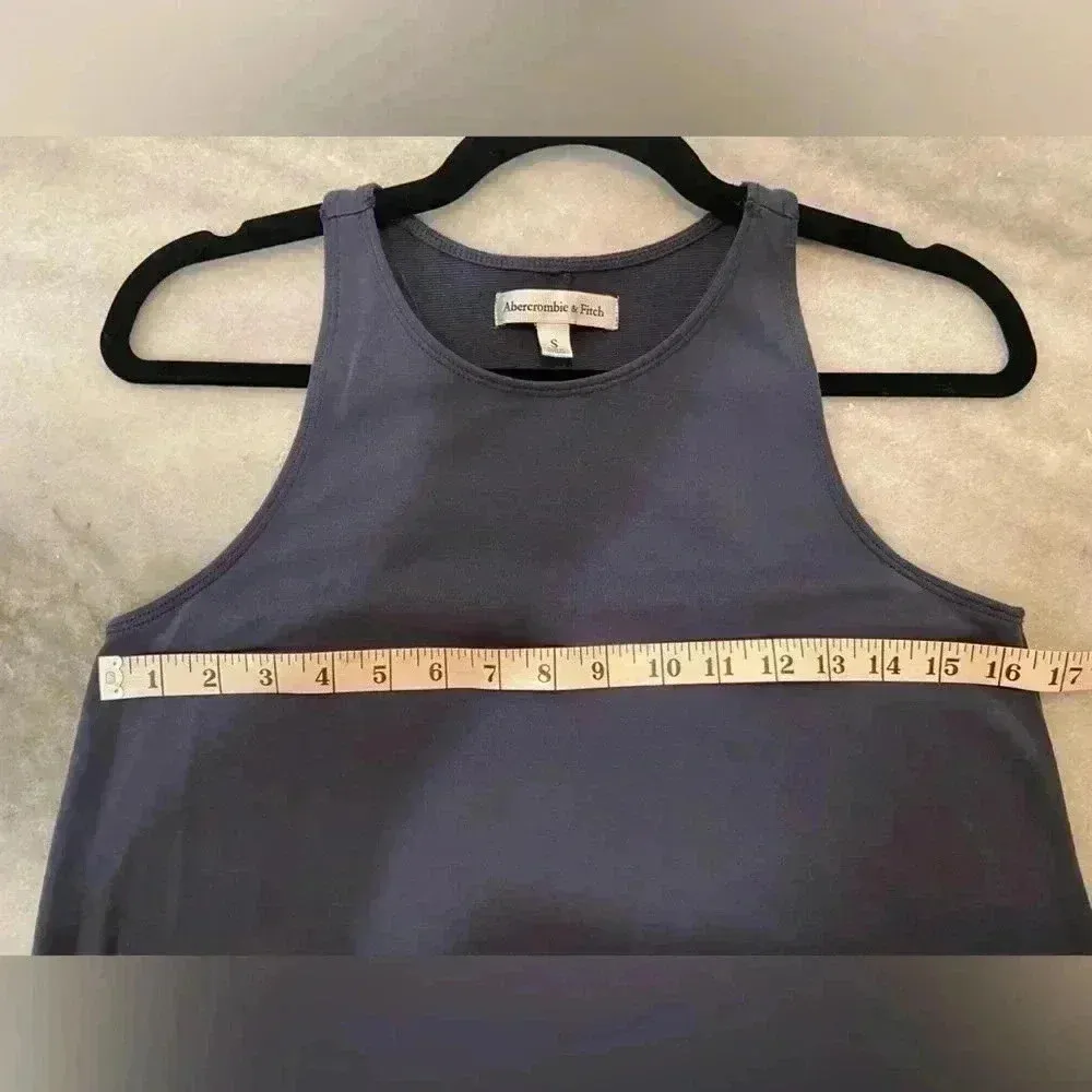 Abercrombie & Fitch Navy Blue Soft Flowy Viscose Racerback Top Tank Dress Size S - Image 7