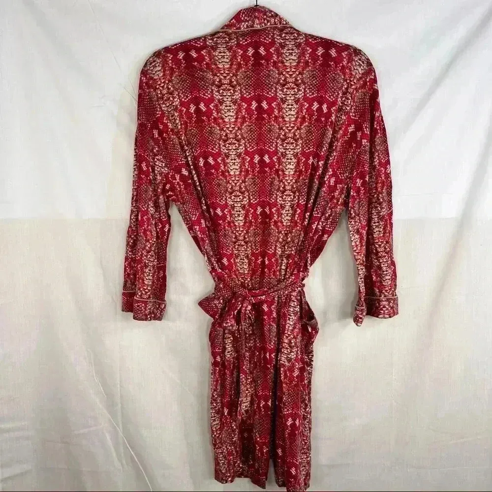 MARC BY MARC JACOB Womens 100% Lyocell Red Brown Snake Prints Robe Sz M/L Comfy - Image 5