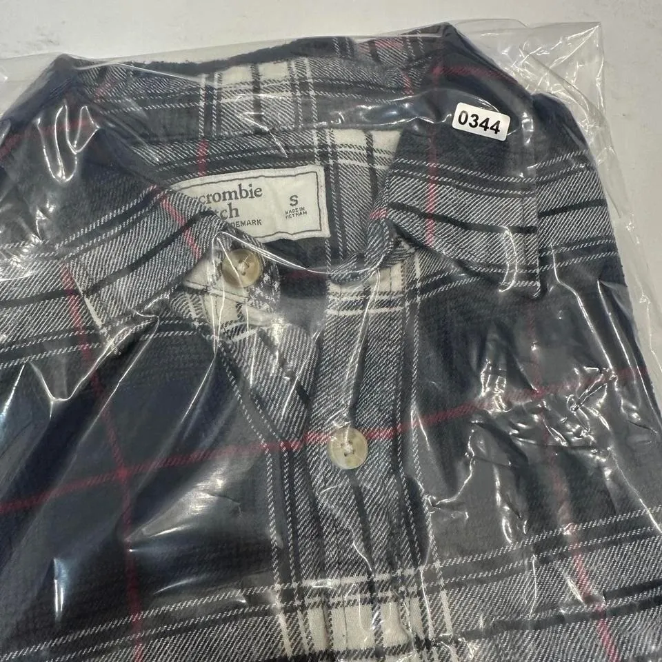 Abercrombie & Fitch Flannel Shirt Womens S Blue Button Up Plaid Long Sleeve 90s - Image 6