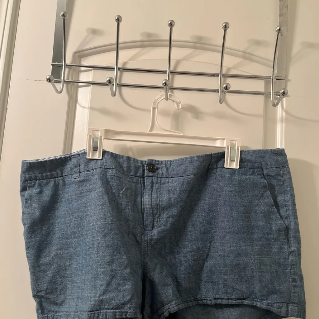 Merona Casual Medium Wash Chino Mini Shorts Pockets Blue Women's Size 18 - Image 3