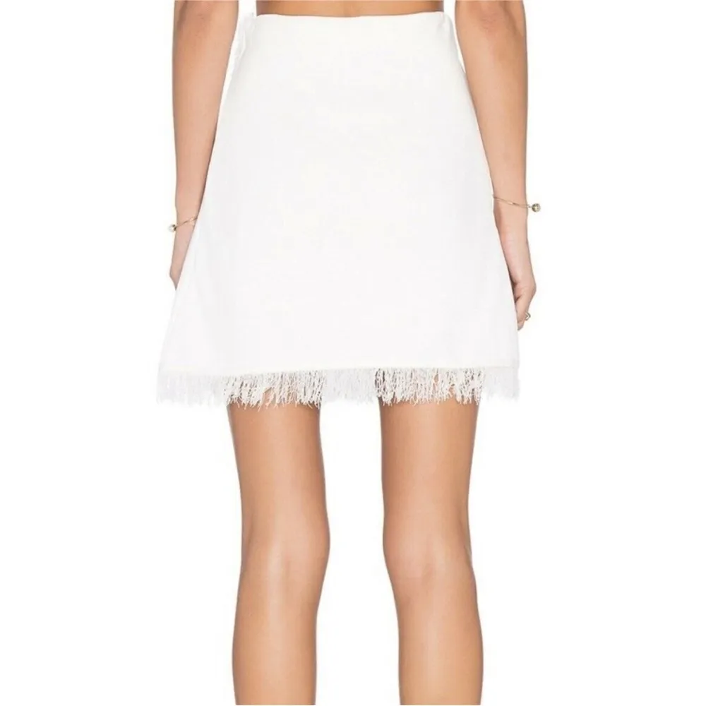Lucy Paris  White Fringe Wrap Mini Skirt – Size M (NWT) - Image 4
