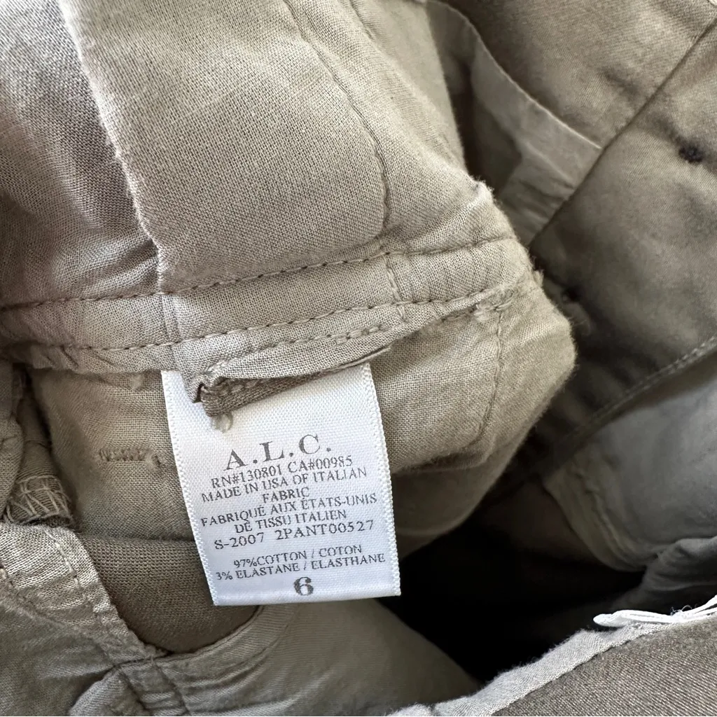 A.L.C. Krew High-Waisted Tie-Waist Pants Army Green Size 6 - Image 11