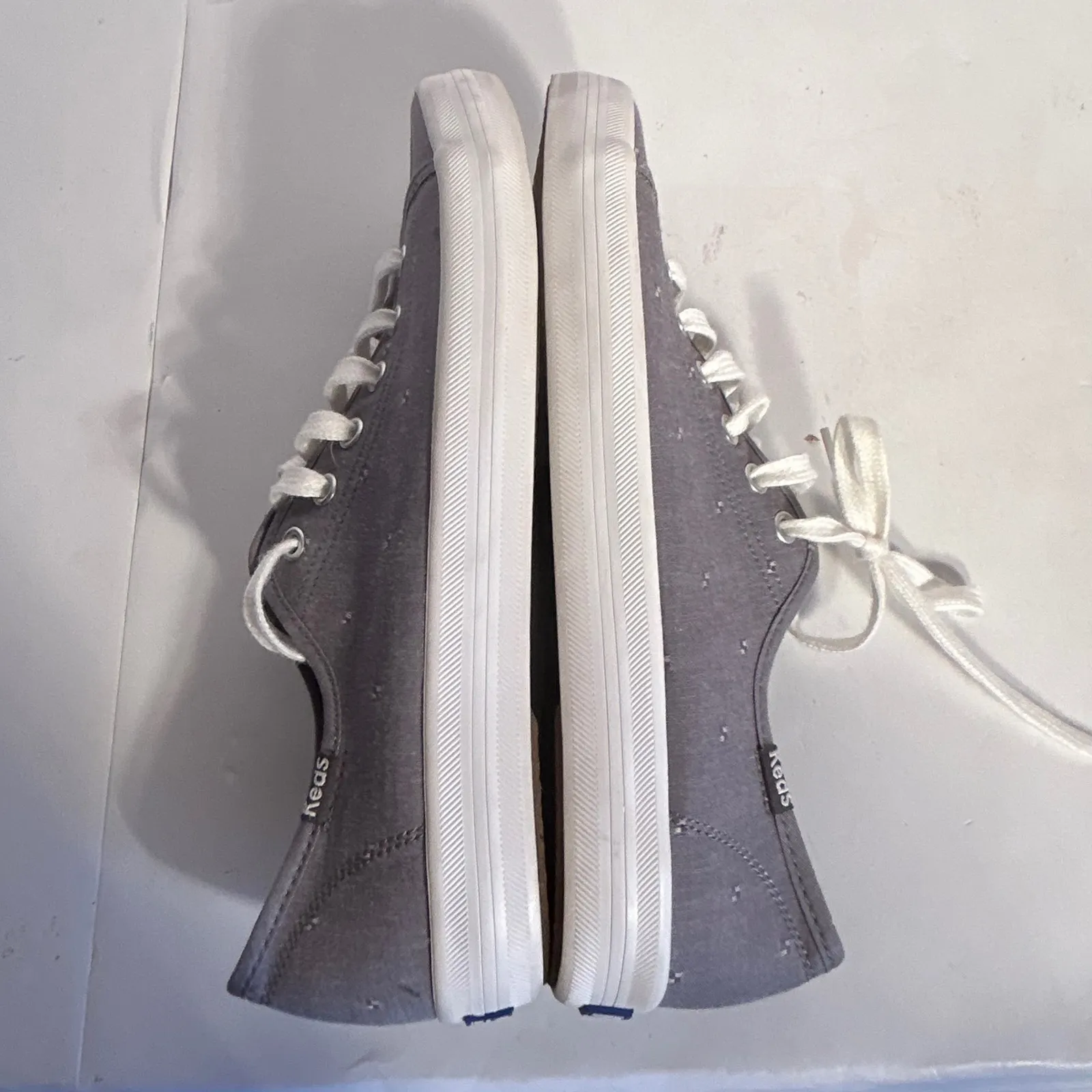 Keds Champion Grey Canvas Dot Print Lace Up Sneakers Shoes US 7.5 - Image 6