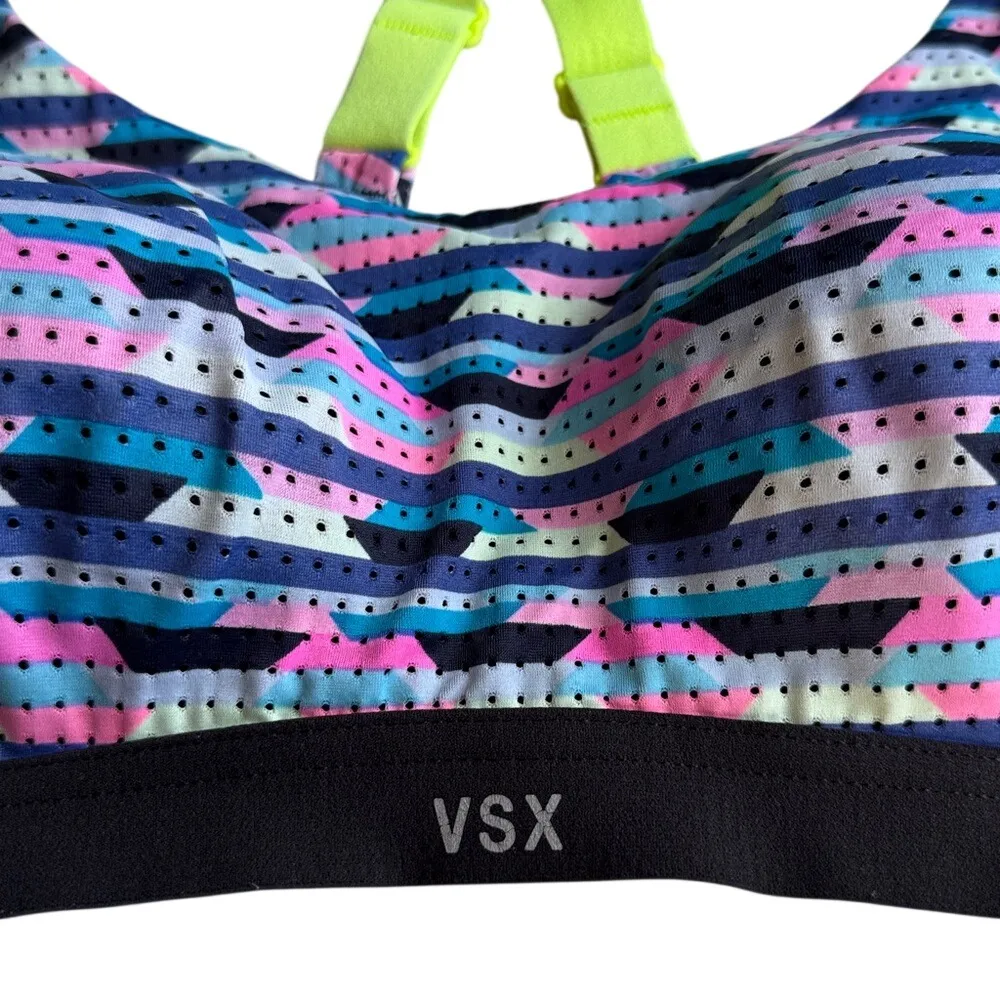 Victoria's Secret VSX The Player Racerback Sport Bra Multi Neon Color sz 34 B Green - Image 3