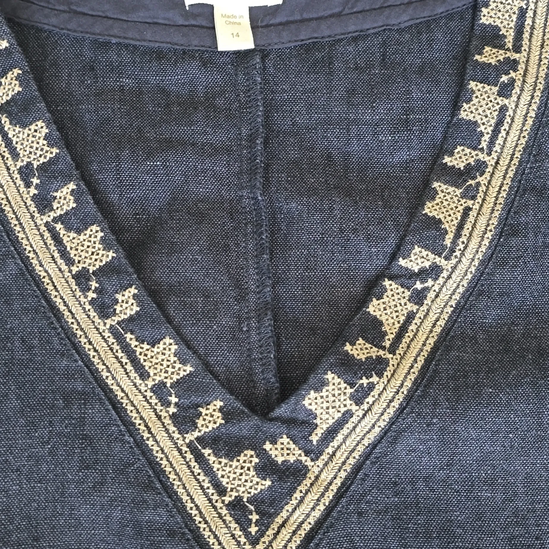 Garnet Hill Linen Embroidered Pocket Detail Coastal Grandma Beach Dress Size 14 - Image 10