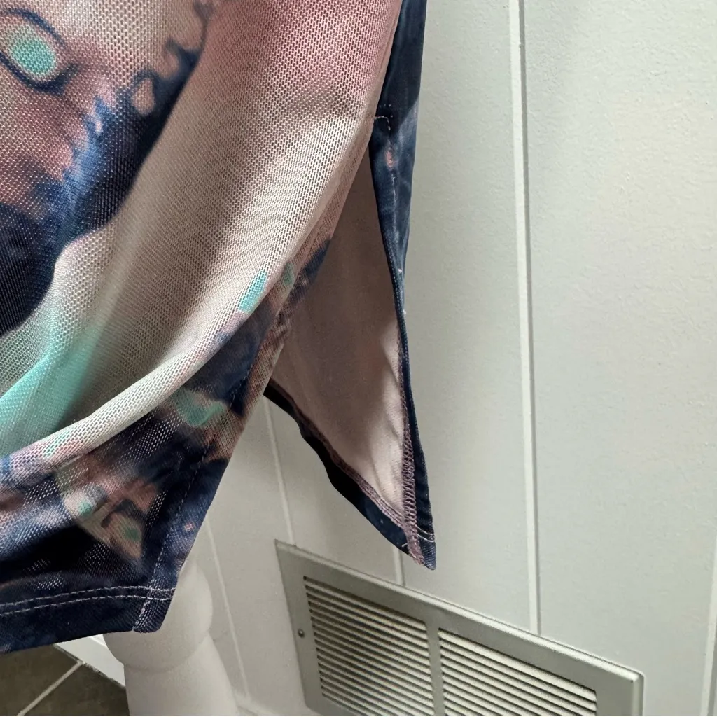 Miaou UO Exclusive Billie Mesh Liquid Print Short Sleeve Mini Dress Medium M Purple - Image 8