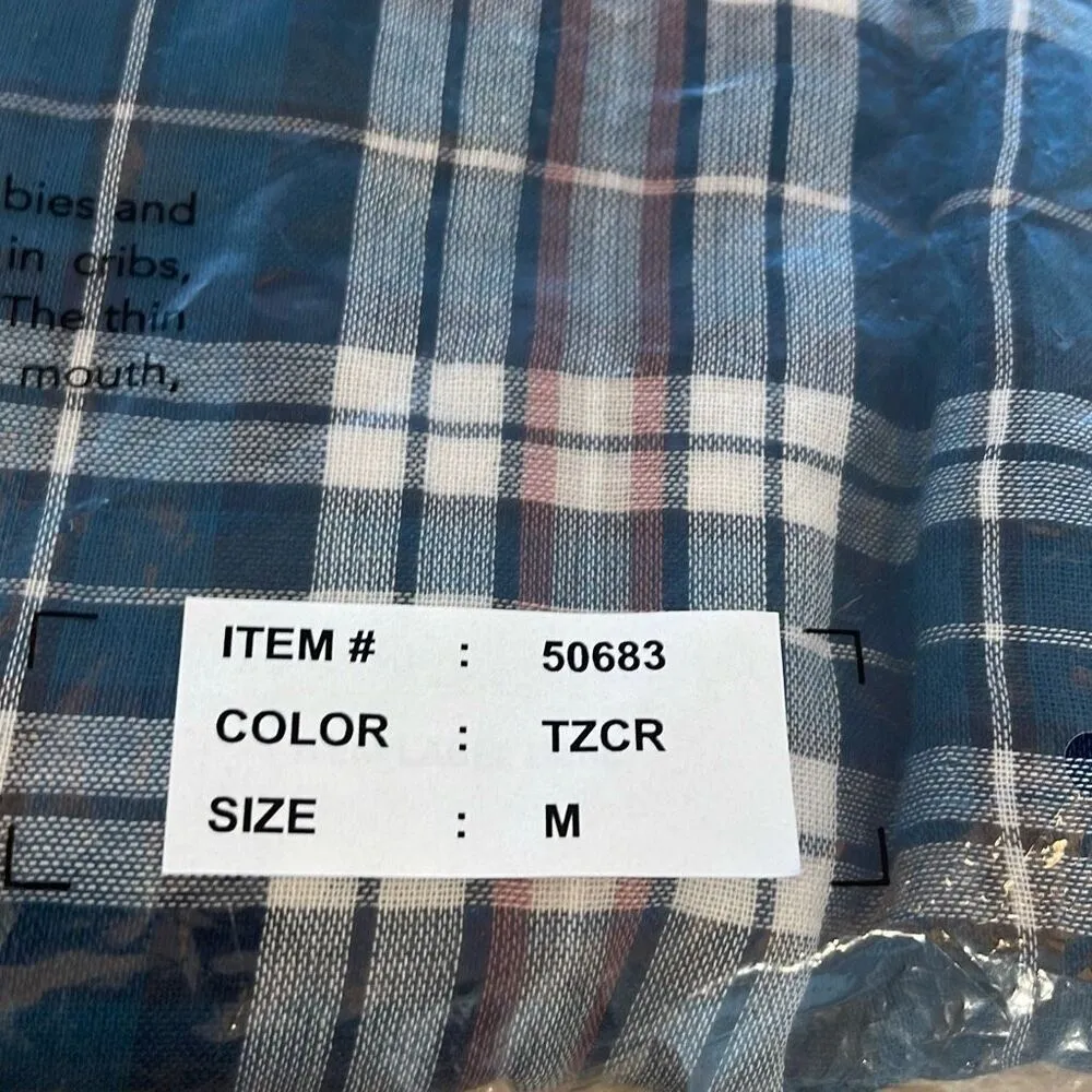 Garnet Hill Organic-Cotton Gauze‎ Plaid Popover Medium NWT Green Multi - Image 5