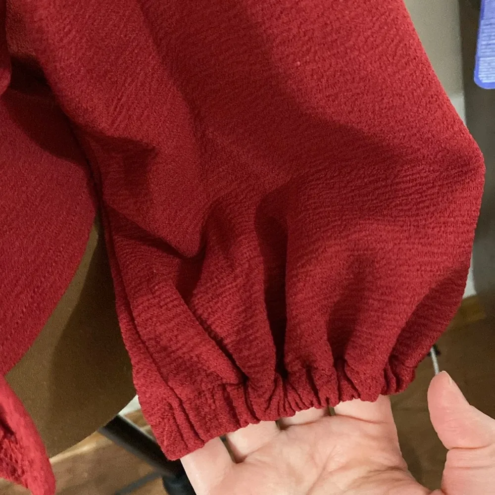 Madewell texture & thread red textured wrap balloon sleeve top size S - Image 9