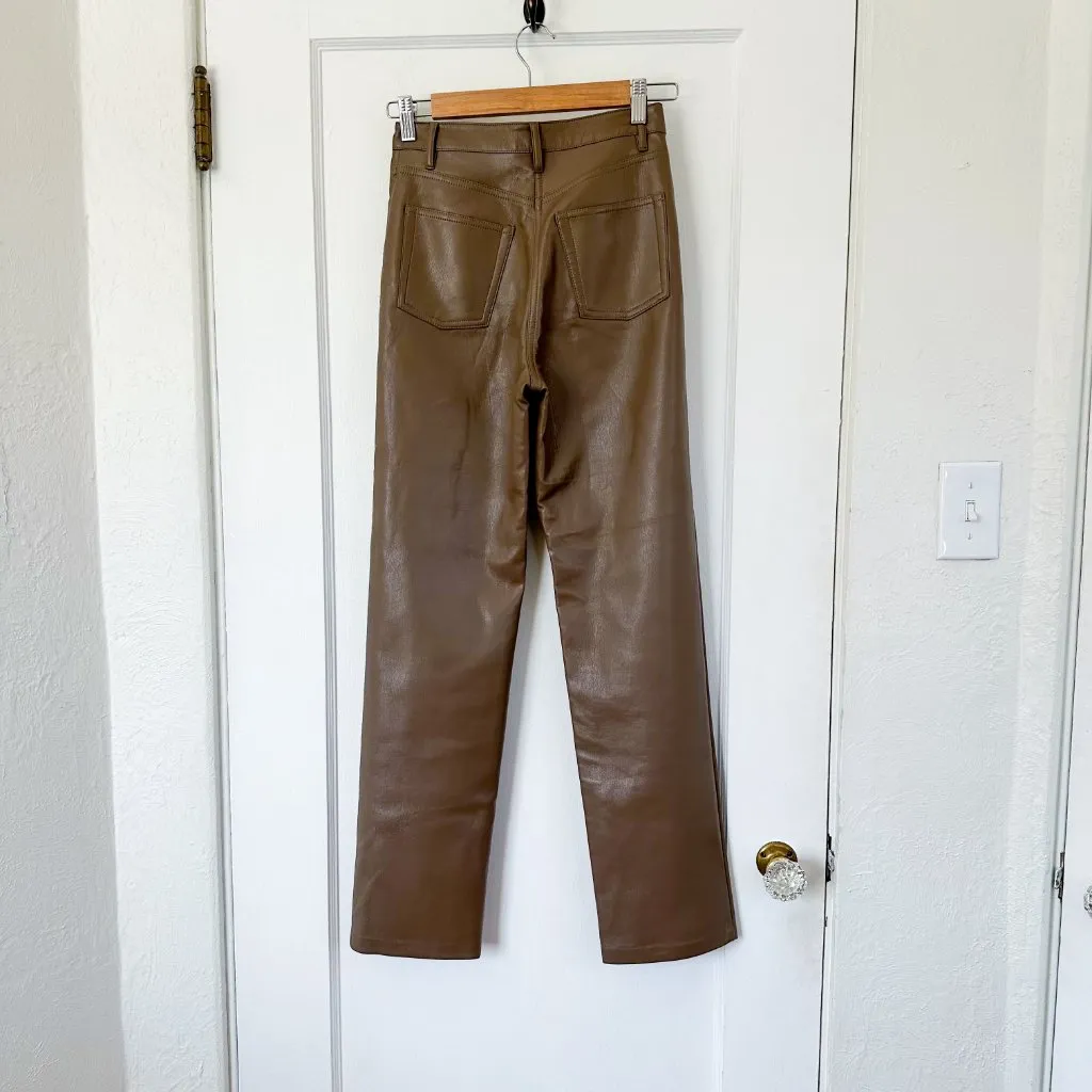 Wilfred | Aritzia‎ Melina High-Waisted Vegan Leather Pants Taupe Brown Size 0 - Image 5