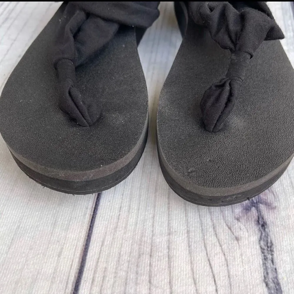 Sanuk Women’s Yoga Sling Thong Flip Flops Sandals 10 Black Casual Comfort - Image 4