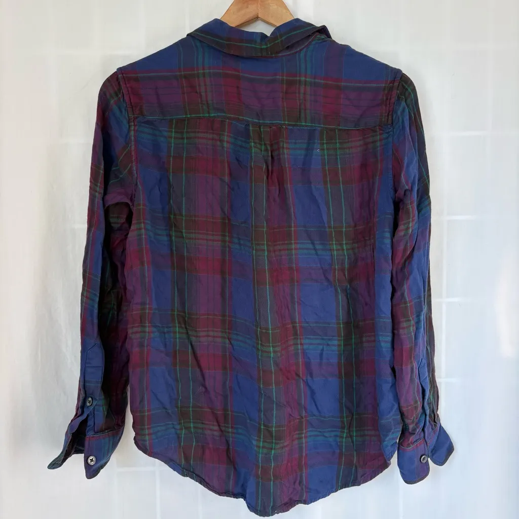 Levi's Casual Plaid Shirt - Blue and Purple boyfriend fit XS - Image 6