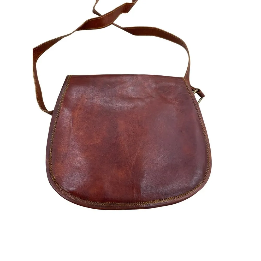 Firu womens Vintage Leather Handmade crossbody Purse 9x10 SKU 7164 Brown - Image 8