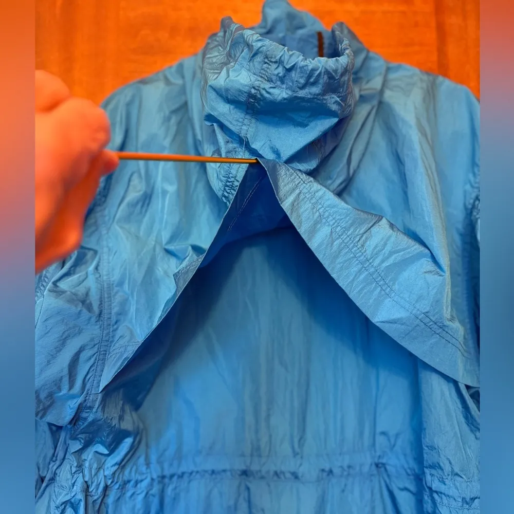Avec Les Filles Aqua Oversized Nylon Rain Anorak Jacket Coat Large - Image 10