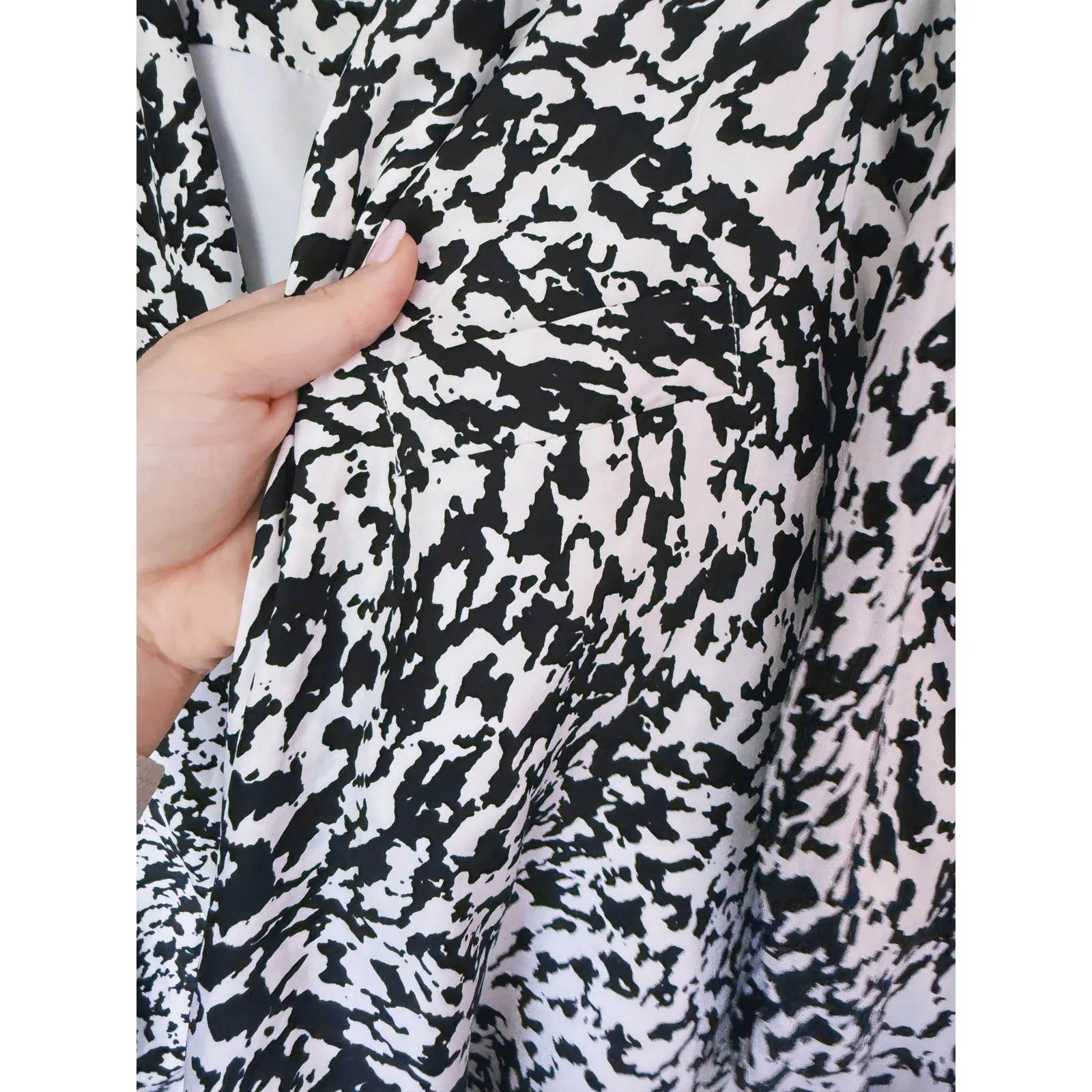 Yumi Kim Open Front Draped Silk Blazer Jacket Large Black White Corpcore Career - Image 5